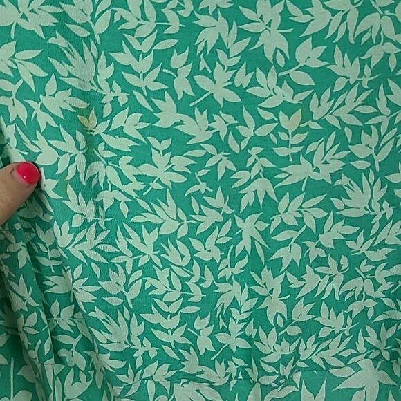 LOFT Sundress 2P Mint Green Shoulder Tie Leaf Print Sleeveless A-line F&F Dress - Picture 8 of 9